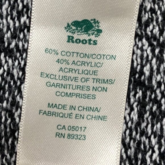 Roots Open Front Cardigan Sz Small Black and White Heather Heavy Knit - Picture 7 of 9